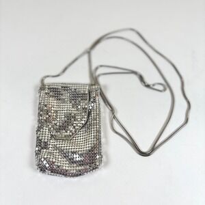 VTG Silver Metal Mesh Micro Mini Crossbody Phone Card Bag Snake Chain Y2K Glam